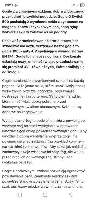 Nowe Gogle Narciarskie Snowboardowe dla Dorosłych ,dzieci G-Switch 500