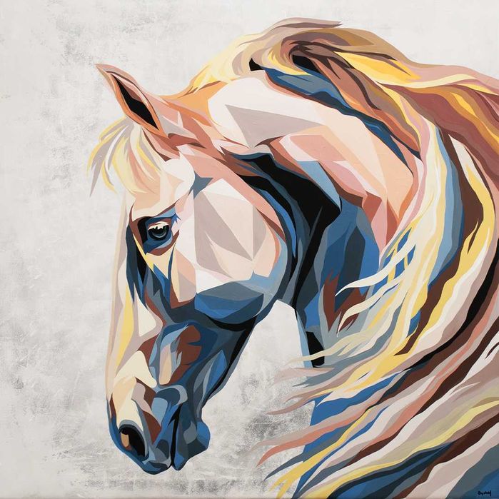 Obraz Konia Ręcznie Malowany Farbami Akrylowymi 70x70cm