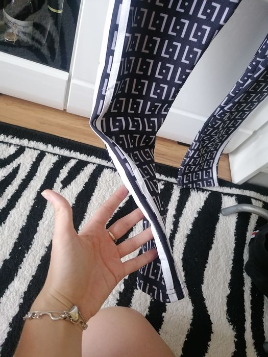 Ocieplane spodnie leginsy z bawełna z lampasami wysoki stan