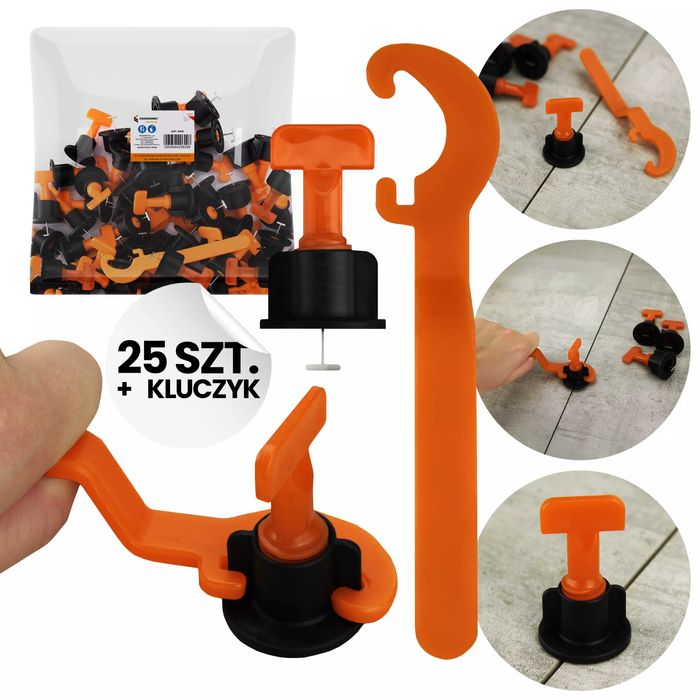 Zaciski klipsy do poziomowania płytek krzyżaki 25 szt.