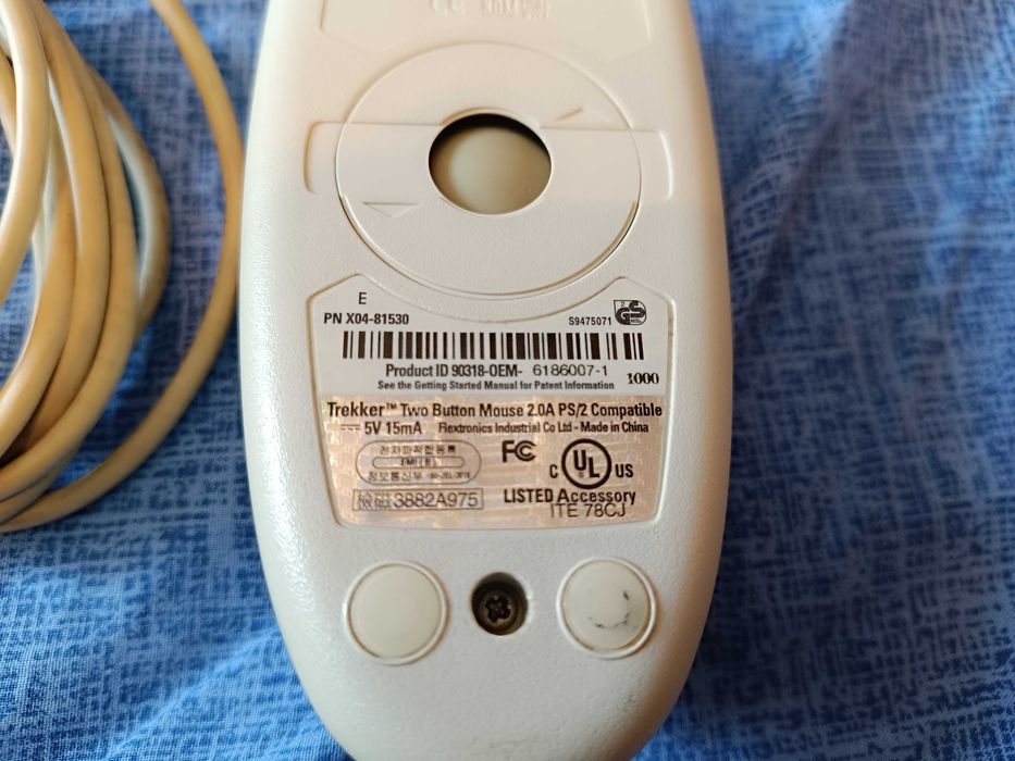 Rato Vintage Trekker 2.0A PS/2 Mecânico (Bola) – Microsoft OEM Como Novo