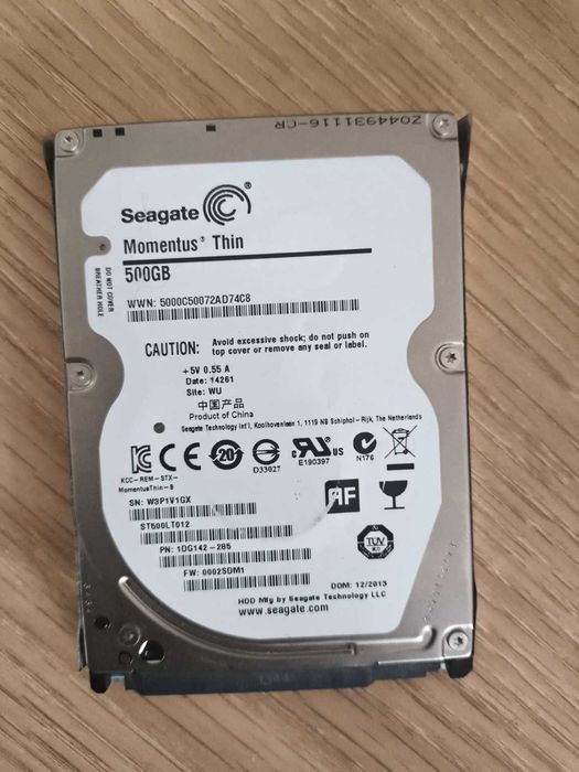 Seagate 500GB 2.5” HDD SATA ST500LT012 – SMART OK, wyczyszczony.