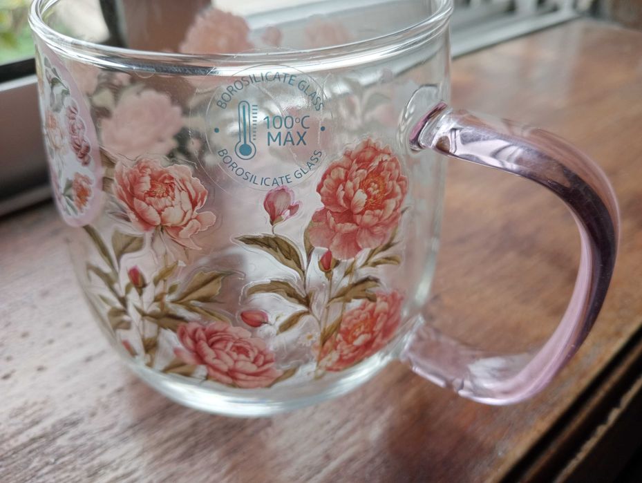 Caneca vidro com flores502662592033597442