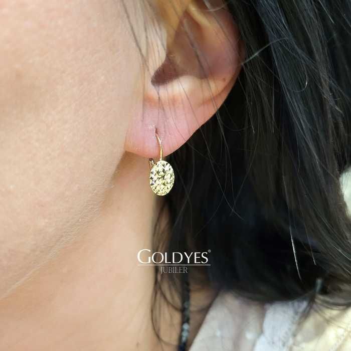 Złote kolczyki DIAMENTOWANE próba 585