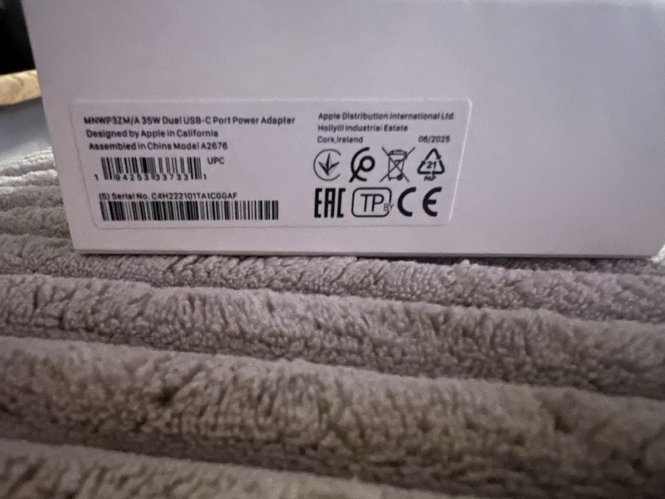 Dual USB-C Pory 35W power adapter Ładowarka apple