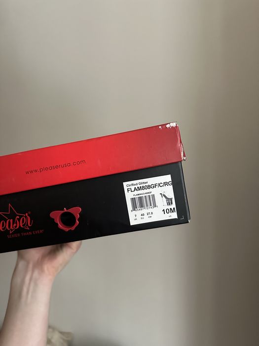 Стріпи pleaser червоні з блискітками, є оригінальне пакування