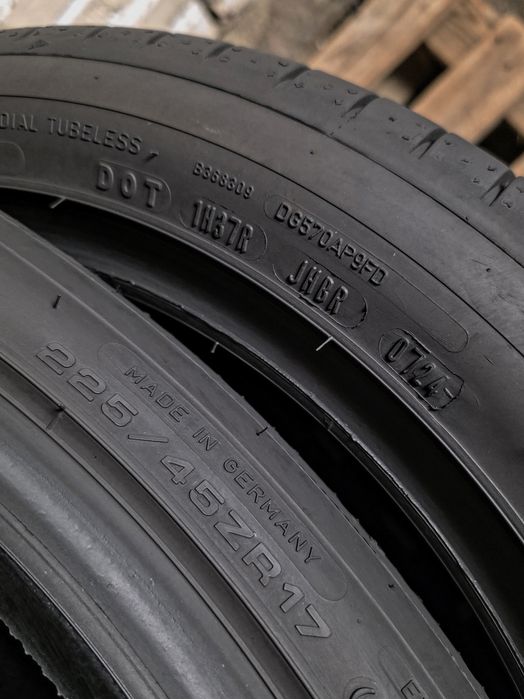 225/45r17 DUNLOP | 8/6mm | 2024 | Made in Germany | Комплект/4шт | Преміум шини | Ідеальний стан, без пошкоджень, без ремонтів, без дефектів