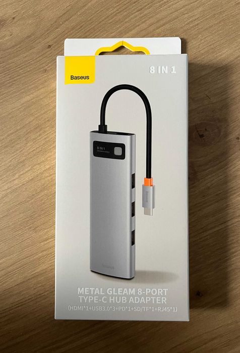 Adapter BASEUS Hub 8w1 Metal Gleam CAHUB-CV0G USB Typu C, Pasywny