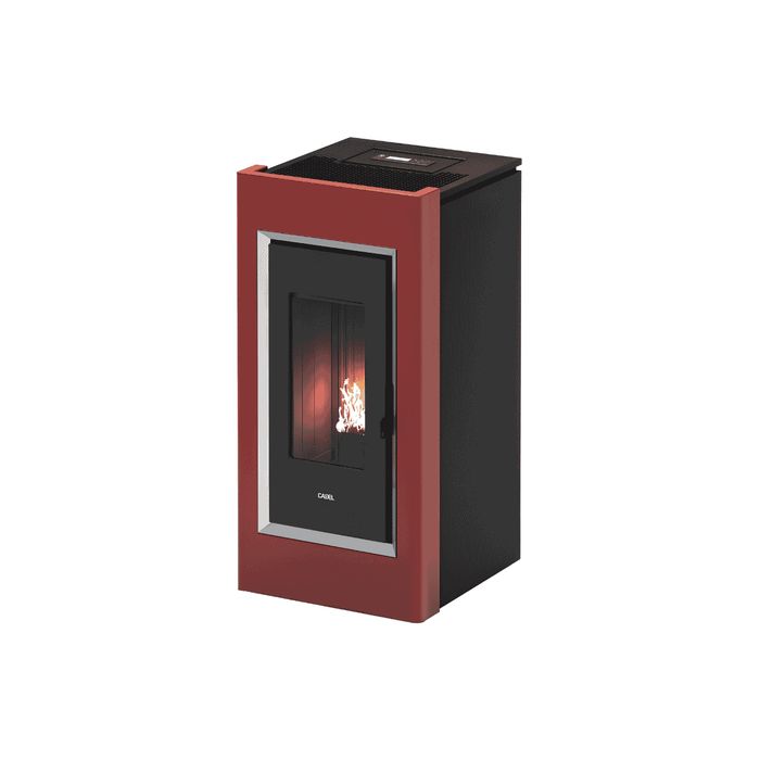 Piec piecyk kominek na pellet Cadel Prince 11,0 kW wolnostojący ECODESIGN Bordowa blacha