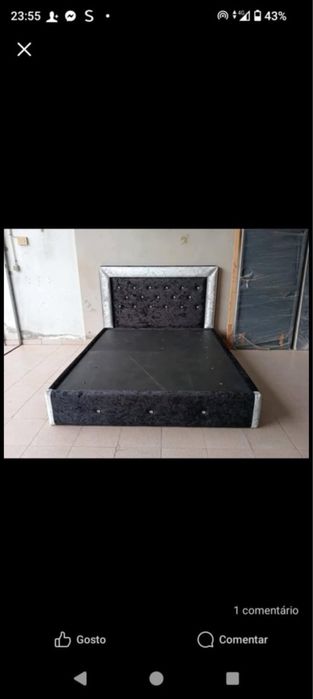 Cama de casal em veludo sem colchao