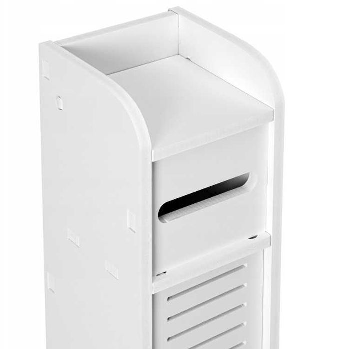 Szafka Regał Póła Łazienkowa Stojąca Ażurowa Półka na Papier Biały