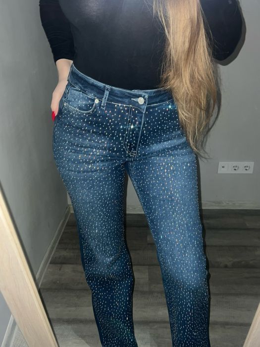 Джинси жіночі зі стразами.Джинси з блискітками.Сяючі джинси з стразами