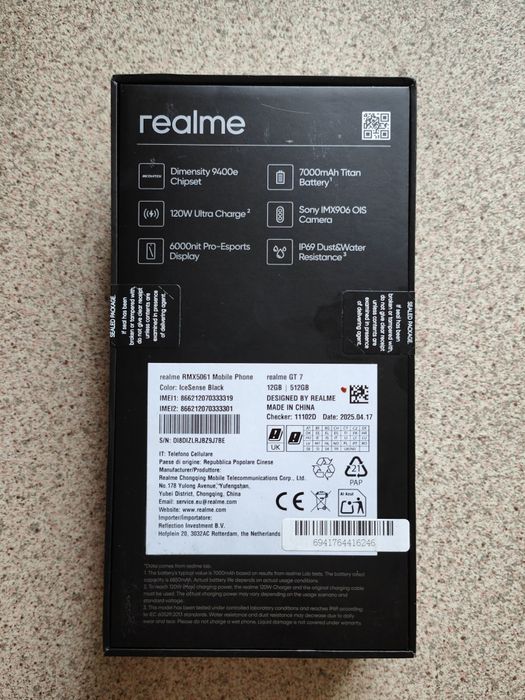 Realme GT 7 5G 12/512Gb IceSense Black EU. Гарантія