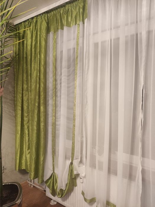 Firany, zasłony komplet. Zielone