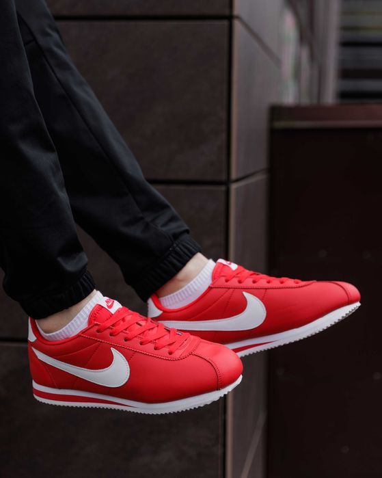 Кросівки Nike Cortez червоні шкіряні | кроссовки Nike Cortez