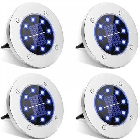 Lampki ogrodowe solarne dysk rgb 8 led