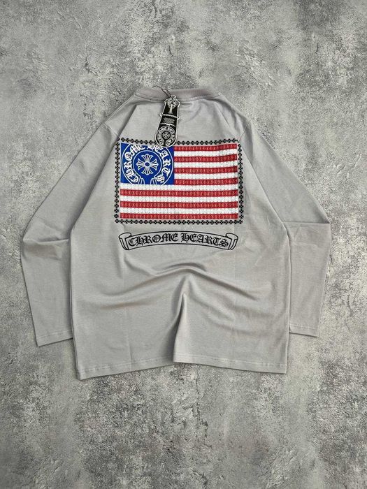 Сірий Лонгслів Chrome Hearts з бірками (Хром Хартс)