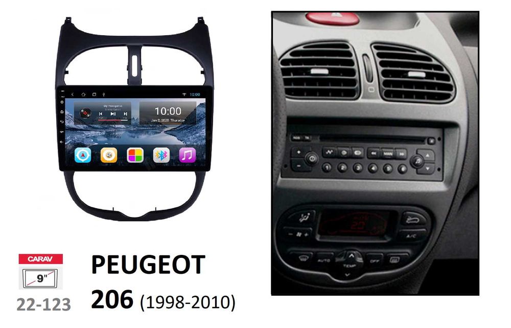(NOVO) Rádio 2DIN 9" Polegadas • Peugeot 206 • Android [4+32GB] GPS
