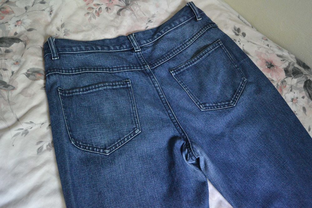 Jeansy vintage rozszerzane złote kwiaty cekiny 38-40 M/L