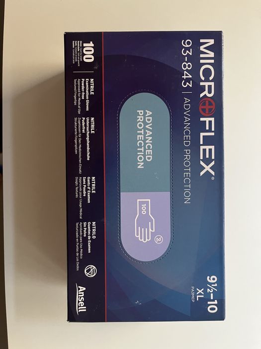 10 paczek rękawice Ansell MicroFlex 93-843 100 szt. Nitryl XL
