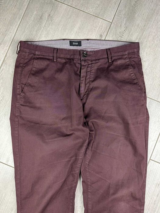 Hugo Boss Spodnie Chino Męskie W32 Bordowe Slim Casual Premium