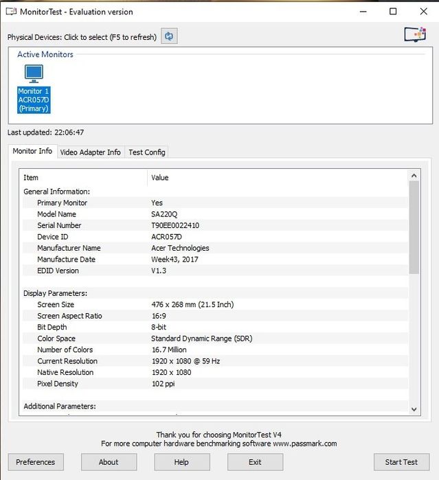 Монітор Acer SA220Q зображення чудове є тест відео