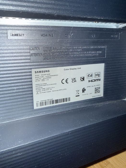 Monitor LED Samsung LS33J550WQRXEN 34” 3440 x 1440 px