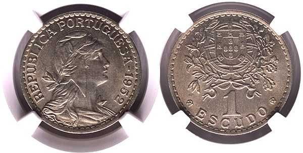 Portugal, Moeda de 1 Escudo 1952 (NGC MS 62)