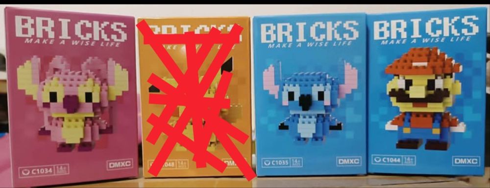Stitch, Angel, Pikachu, and Mario Action Figures (Legos) for Children