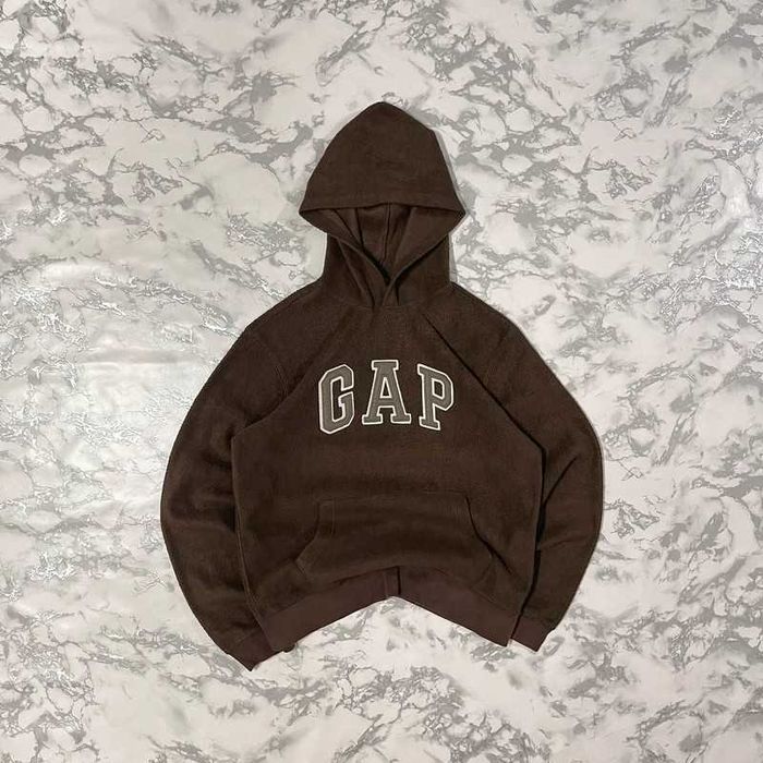 Brązowa bluza polar Gap sherpa fleece hoodie vintage y2k