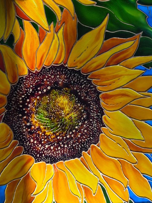 Słoneczniki obraz namalowany farbami do szkła 40x30 cm