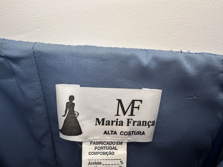 Vestido comprido de festa / cerimónia azul alta costura Maria França