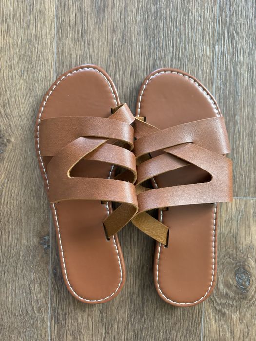 Коричневі сандалі еко шкіра