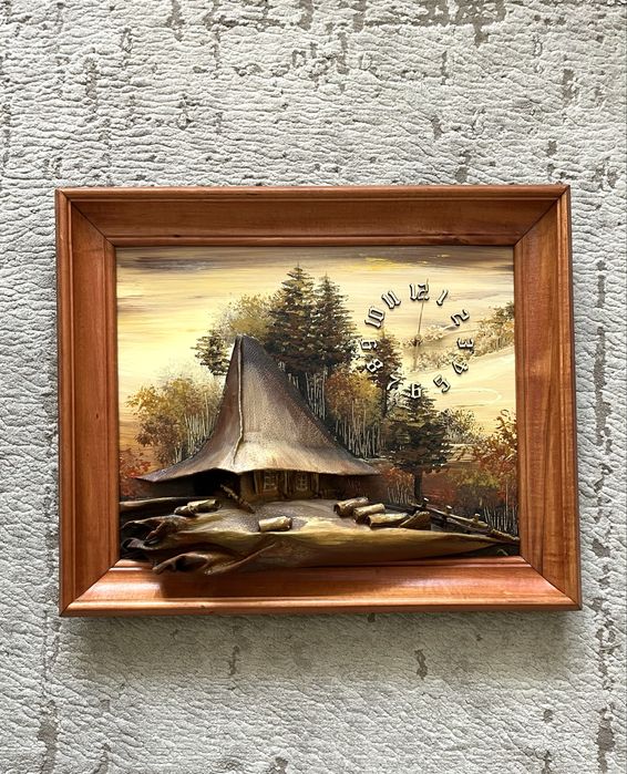 Zegar na ścianę obraz brązowy