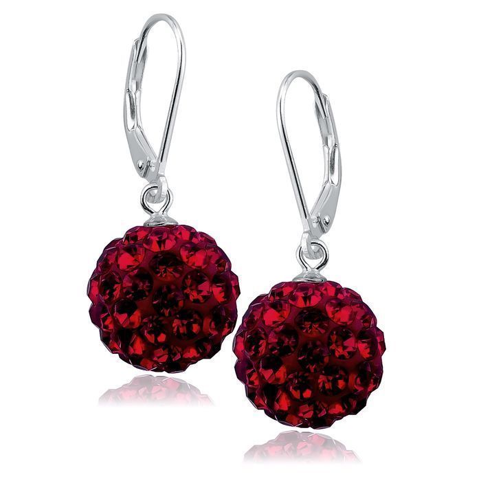 Wiszące Kolczyki Czerwone Kuleczki Swarovski 12Mm Shamballa Alzd12Mdr