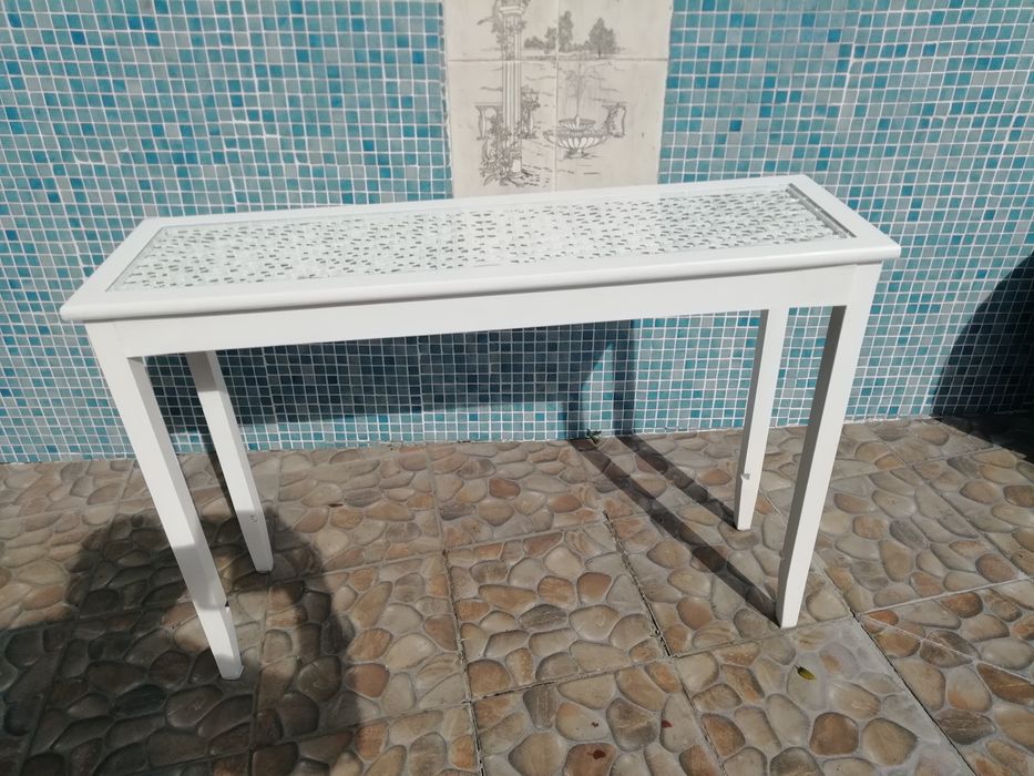 Mesa De Apoio Entrada Branca C Vidro