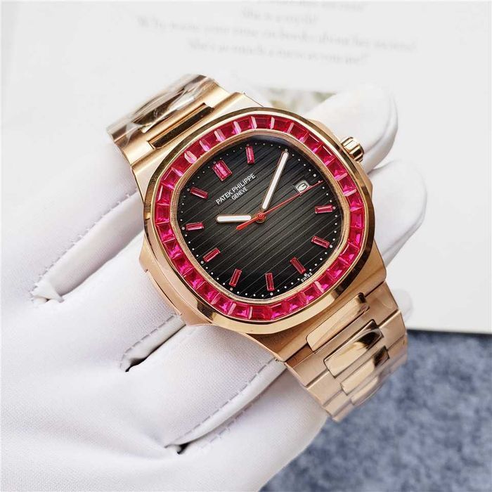 Годинник автоматичний Patek Philippe Nautilus diamonds rose gold pink