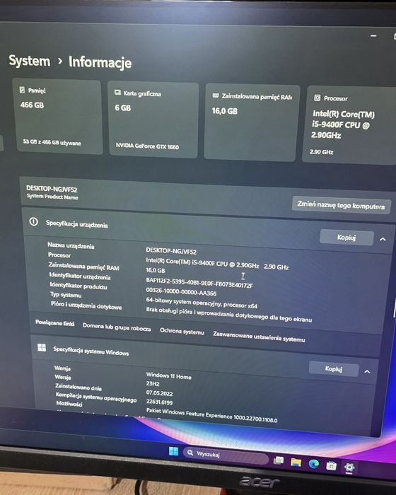 Caly zestaw,i5,GTX1660,DDR4 16,SSD 512