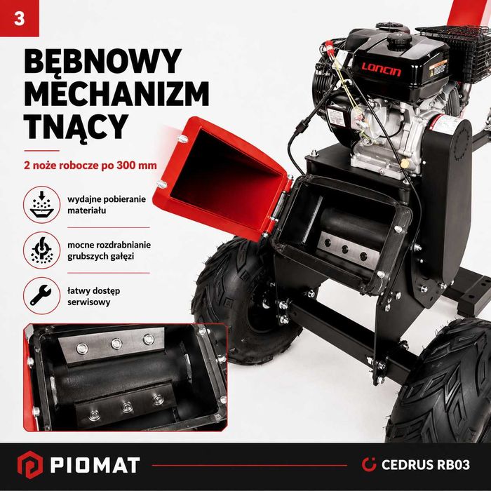 Cedrus RB03 Rozdrabniacz spalinowy do gałęzi 12 cm Loncin 9 kW