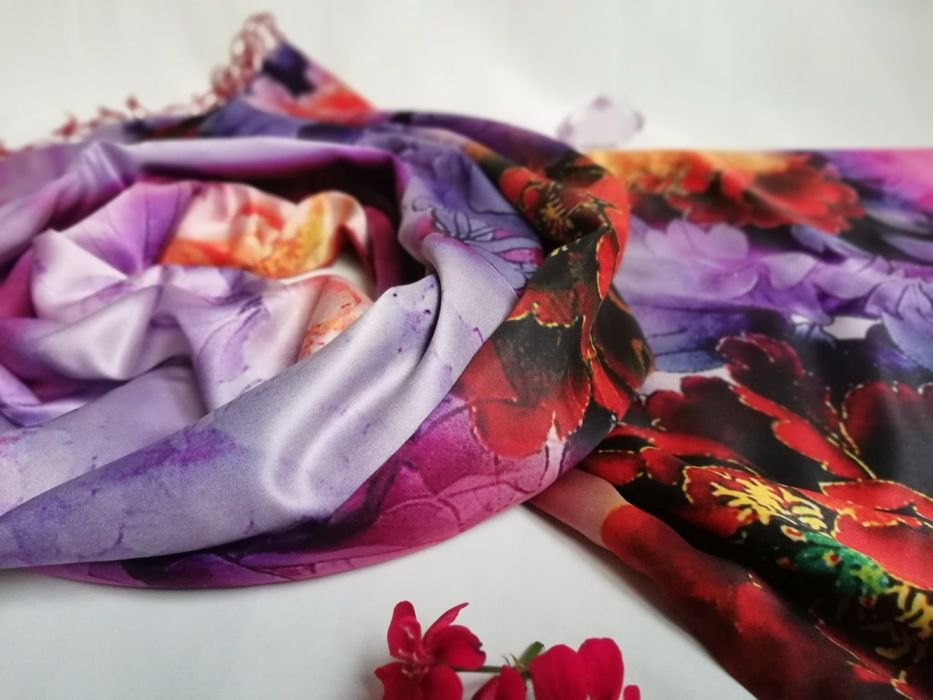 Шикарний шовковий двосторонній шарф