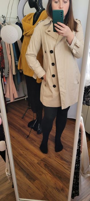 Zara M płaszcz 38 camel nude cielisty trencz