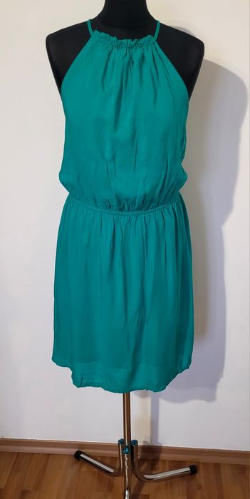 Nowa śliczna sukienka bez rękawów z gumką w pasie 100% wiskoza 44 XXL