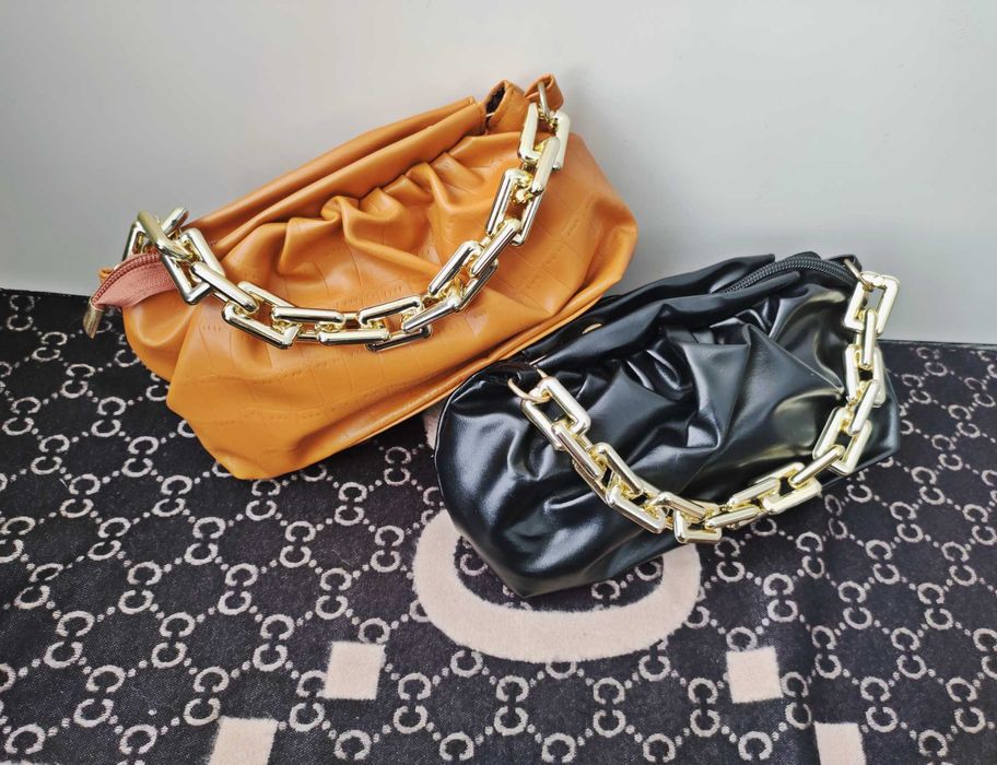 Torebka damska baguette. Karmel, czarny. NOWA. Prezent Mikołaj Święta