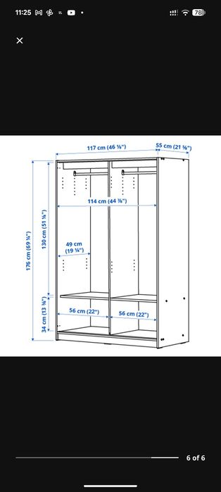 IKEA KLEPPSTAD Wardrobe with sliding doors, white, 117x55x176 cm