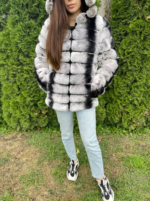 Шуба жіноча хутро кролика в стилі шиншила полушубок куртка дубленка