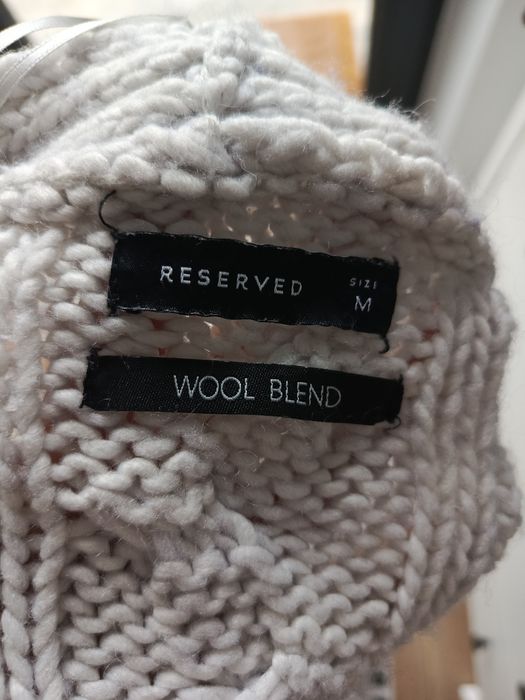 Szary wełniany sweter sweterek kardigan narzutka wool  Reserved 38 M