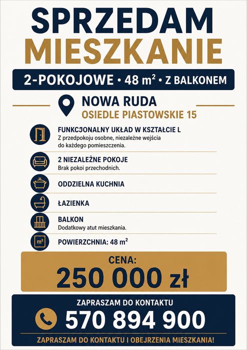 Mieszkanie 2 pokoje - balkon Oś.piastowskie Nowa ruda