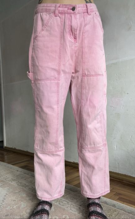 Джинсы розовые мом