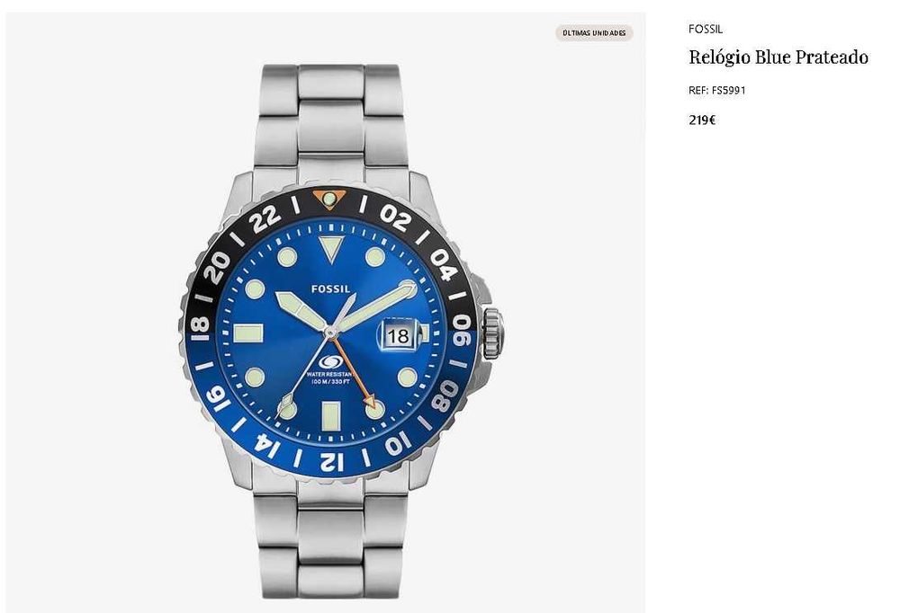 Relógio Fossil GMT FS5991 azul