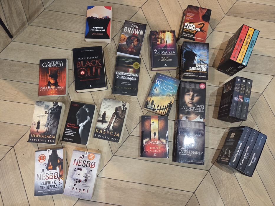 Zestaw 26 książek: Miłoszewski, Grey, Mróz, Nesbo, Millenium